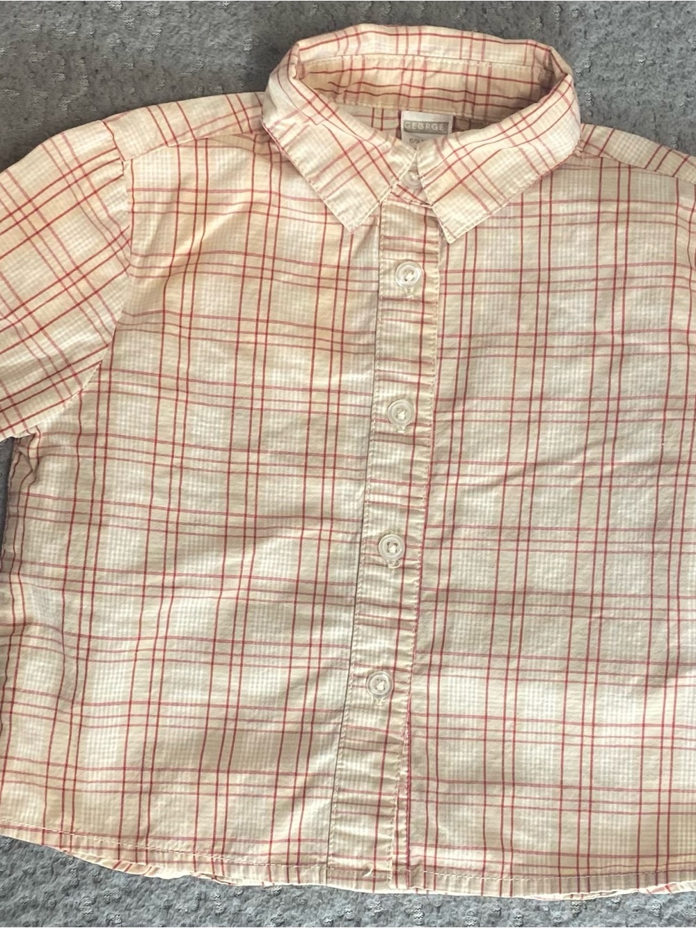 George Cream Button-Down Shirt with Pink Plaid